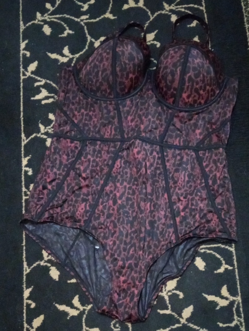 torrid Burgundy Leopard Underwire Bodysuit with Black Trim #3